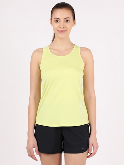 Women's Microfiber Fabric Graphic Printed Tank Top With Breathable Mesh and Stay Dry Treatment - Daiquiri Green