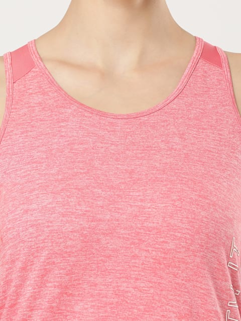 Women's Microfiber Fabric Graphic Printed Tank Top With Breathable Mesh and Stay Dry Treatment - Coral