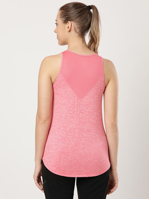 Women's Microfiber Fabric Graphic Printed Tank Top With Breathable Mesh and Stay Dry Treatment - Coral