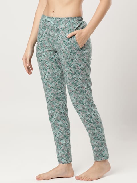 Women's Super Combed Cotton Relaxed Fit Printed Pyjama with Side Pockets - Canton