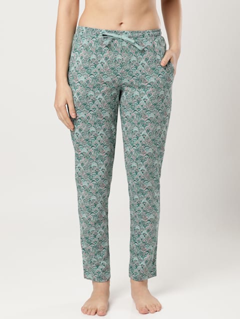 Women's Super Combed Cotton Relaxed Fit Printed Pyjama with Side Pockets - Canton