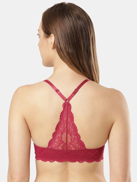 Women's Under-Wired Padded Soft Touch Microfiber Nylon Elastane Stretch Full Coverage Lace Back Styling T-Shirt Bra with Adjustable Straps - Anemone