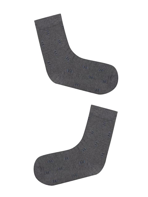 Men's Compact Cotton Stretch Crew Length Socks with Stay Fresh Treatment - Charcoal Melange(Pack of 3)