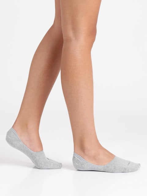 Women's Microfiber and Compact Cotton Stretch No Show Socks with Stay Fresh Treatment - Grey Melange