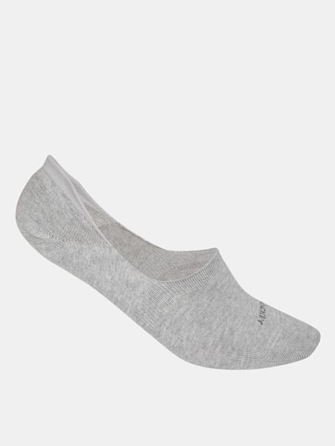 Women's Microfiber and Compact Cotton Stretch No Show Socks with Stay Fresh Treatment - Grey Melange