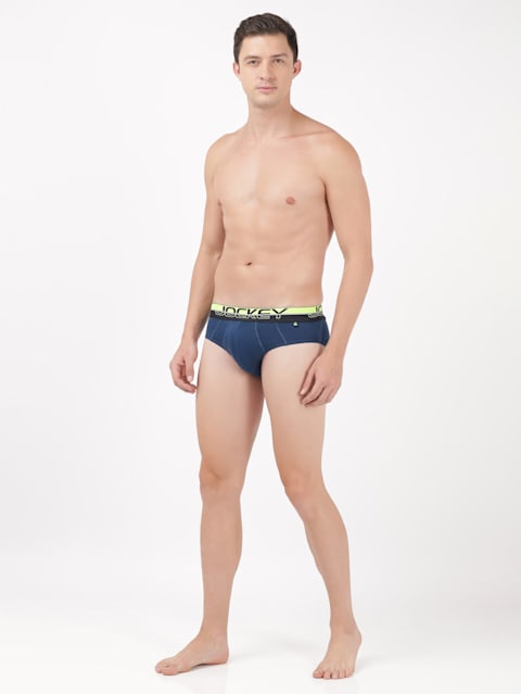Men's Super Combed Cotton Solid Brief with Ultrasoft Waistband - Estate Blue