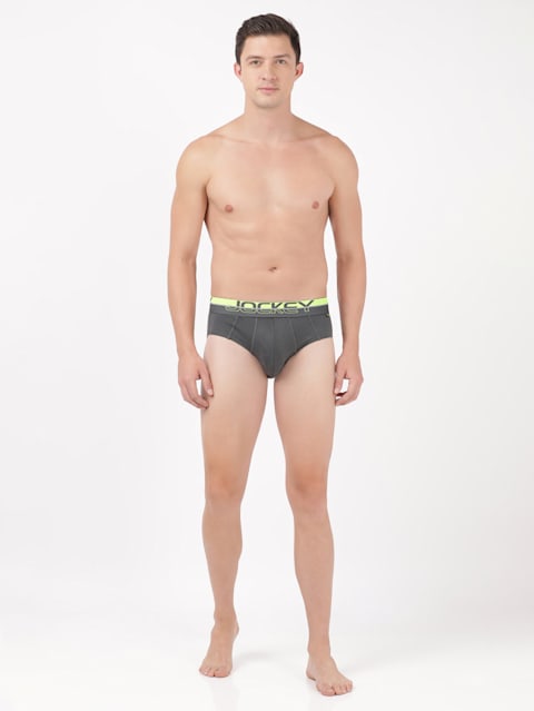 Men's Super Combed Cotton Solid Brief with Ultrasoft Waistband - Asphalt
