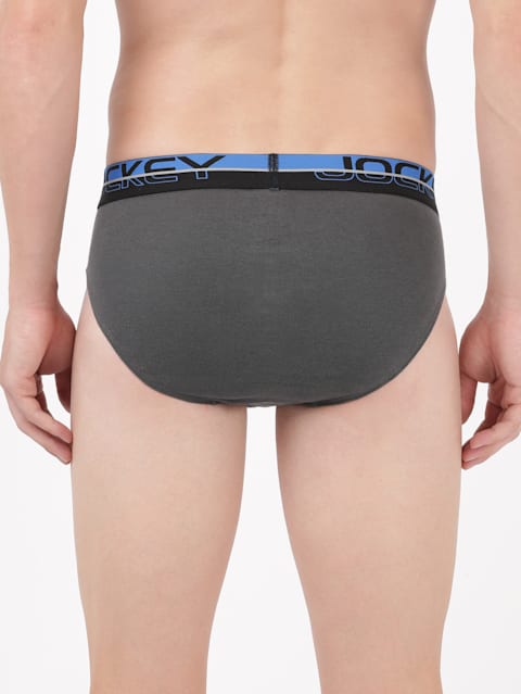 Men's Super Combed Cotton Rib Solid Brief with Ultrasoft Waistband - Asphalt