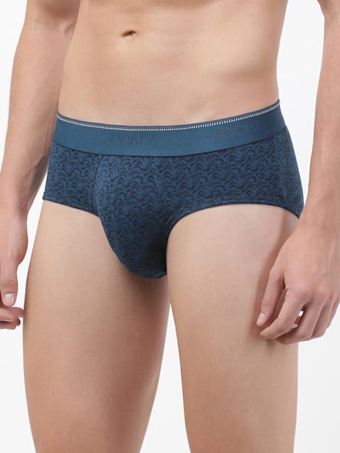 Men's Super Combed Cotton Elastane Stretch Printed Brief with Stay Fresh Properties - Assorted