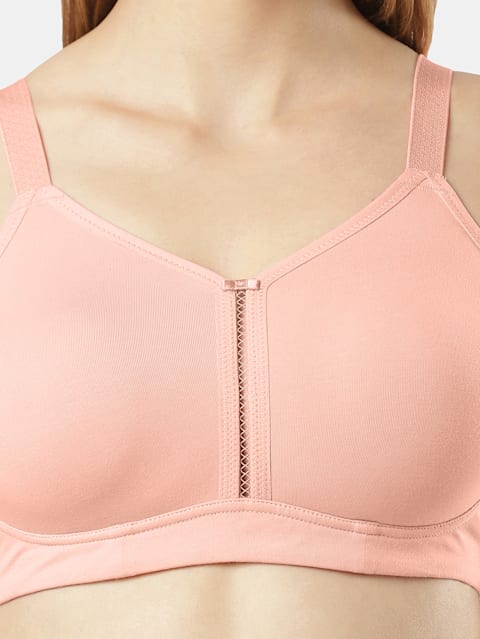 Women's Wirefree Non Padded Super Combed Cotton Elastane Stretch Full Coverage Plus Size Bra with Broad Wings - Candy Pink