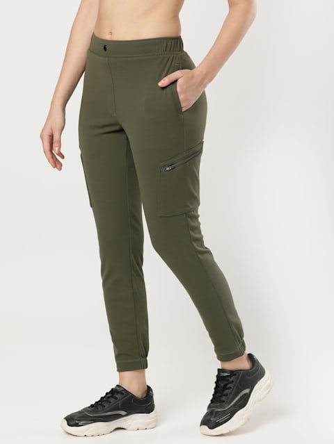 Women's Microfiber Fabric Regular Fit Solid Travel Pants with StayFresh Treatment - Deep Depths