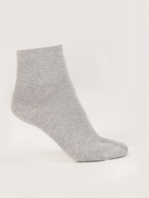 Women's Compact Cotton Stretch Toe Socks with Stay Fresh Treatment - Grey Melange