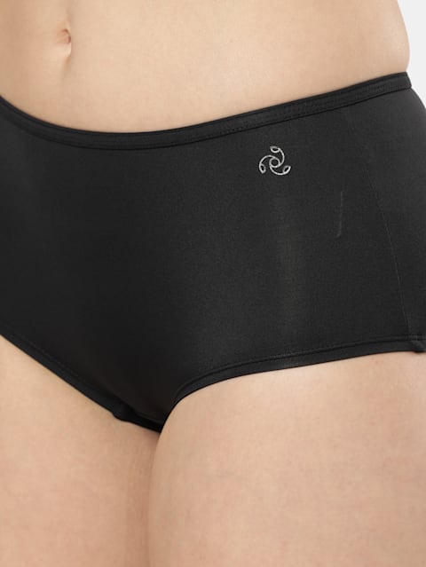Women's Full Coverage Soft Touch Microfiber Nylon Elastane Stretch Full Brief With Concealed Waistband and StayFresh Treatment - Black