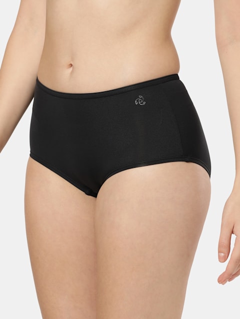 Women's Full Coverage Soft Touch Microfiber Nylon Elastane Stretch Full Brief With Concealed Waistband and StayFresh Treatment - Black