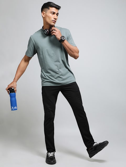 Men's Super Combed Cotton Rich Solid Round Neck Half Sleeve T-Shirt - Balsam Green
