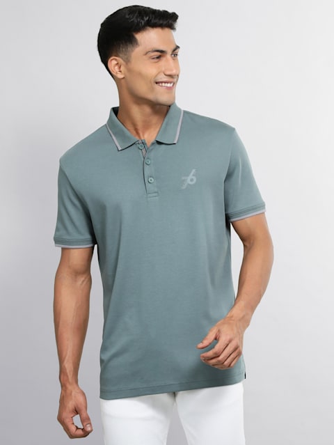 Men's Super Combed Cotton Rich Solid Half Sleeve Polo T-Shirt - Balsam Green