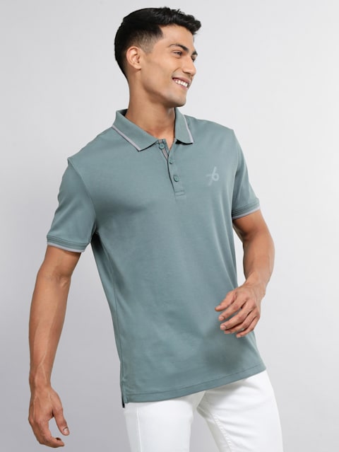 Men's Super Combed Cotton Rich Solid Half Sleeve Polo T-Shirt - Balsam Green