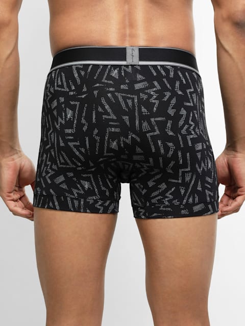 Men's Tencel Micro Modal Elastane Stretch Printed Trunk with Natural Stay Fresh Properties - Black Printed