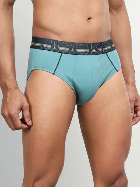 Men's Super Combed Cotton Solid Brief with Ultrasoft Waistband - Aegean Blue