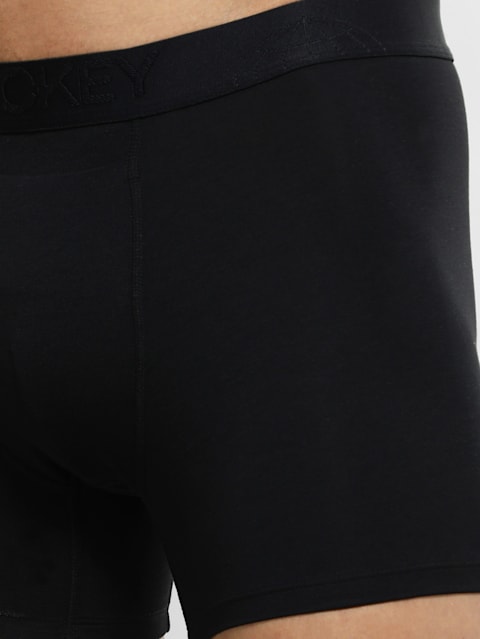 Men's Tencel Micromodal Cotton Elastane Stretch Solid Boxer Brief with Internal mesh pouch - Black
