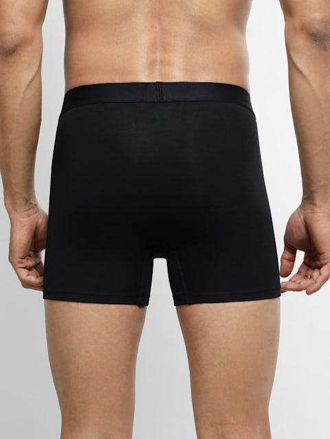 Men's Tencel Micromodal Cotton Elastane Stretch Solid Boxer Brief with Internal mesh pouch - Black