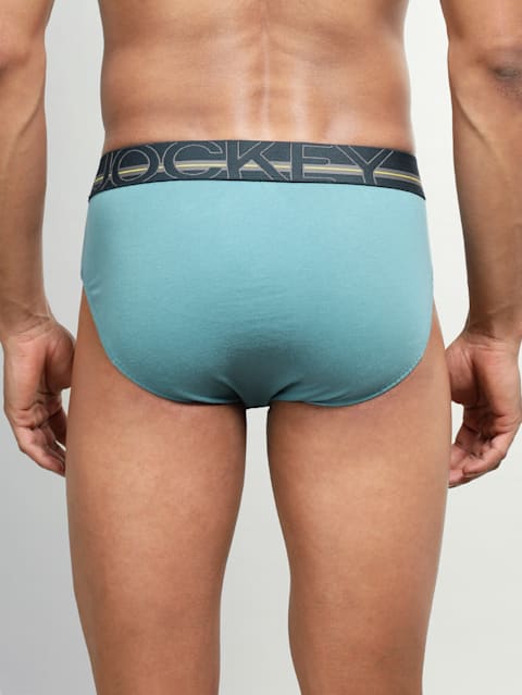 Men's Super Combed Cotton Solid Brief with Ultrasoft Waistband - Aegean Blue (Pack of 2)