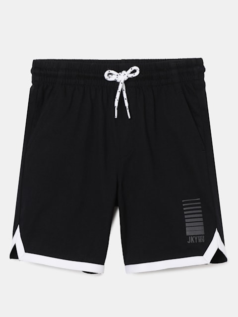 Boy's Super Combed Cotton Rich Shorts with Pockets and Comfortable Waistband - Black