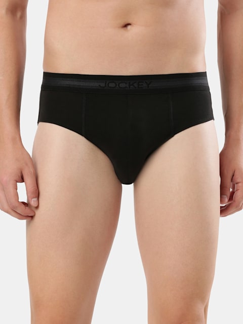 Men's Super Combed Cotton Solid Brief with Stay Fresh Properties - Black