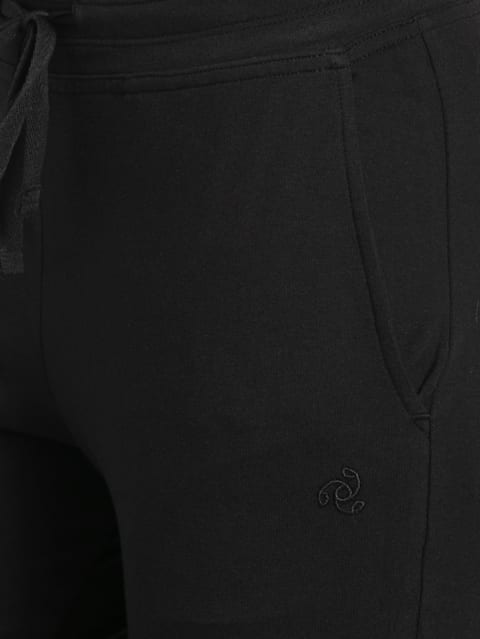 Women's Super Combed Cotton Elastane Stretch Slim Fit Capri with Side Pockets - Black