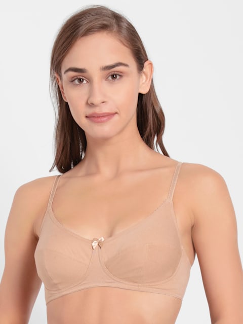 Women's Wirefree Non Padded Super Combed Cotton Elastane Stretch Full Coverage Everyday Bra with Soft Adjustable Straps - Dark