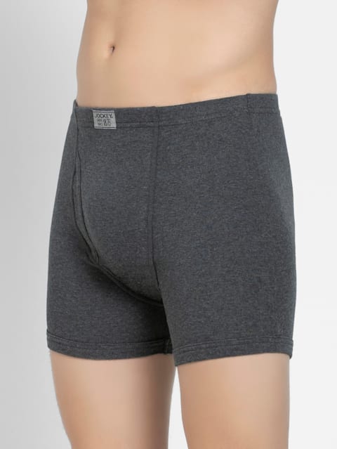 Men's Super Combed Cotton Rib Solid Boxer Brief with Ultrasoft Concealed Waistband - Charcoal Melange