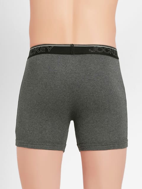 Men's Super Combed Cotton Rib Solid Boxer Brief with Ultrasoft Waistband - Charcoal Melange