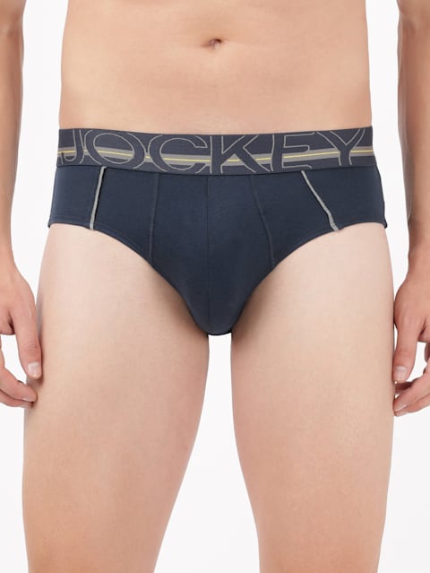 Men's Super Combed Cotton Solid Brief with Ultrasoft Waistband - Navy(Pack of 2)