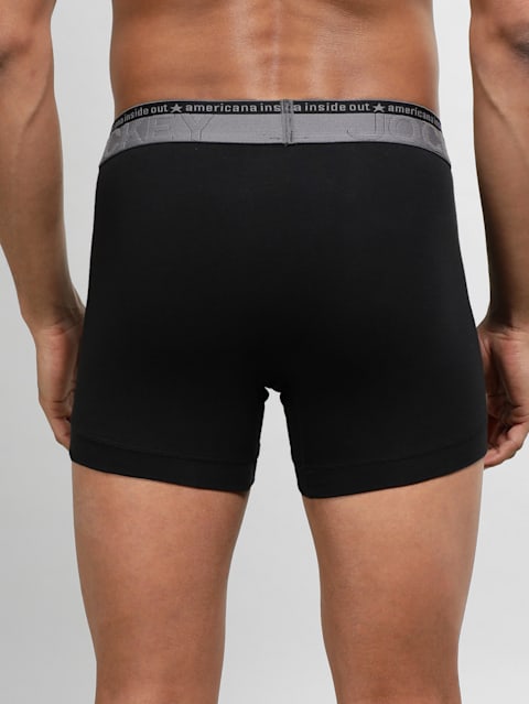 Men's Super Combed Cotton Elastane Stretch Solid Trunk with Ultrasoft Waistband - Black