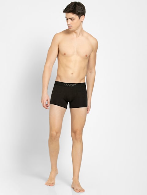 Men's Supima Cotton Elastane Stretch Solid Trunk with Ultrasoft Waistband - Black