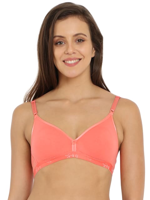 Women's Wirefree Non Padded Super Combed Cotton Elastane Stretch Medium Coverage Beginners Bra with Ultrasoft and Durable Underband - Blush Pink