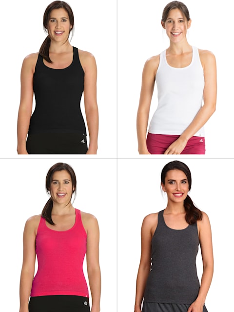 Women's Super Combed Cotton Rib Fabric Slim Fit Solid Racerback Styled Tank Top - Basic Color(Pack of 4)