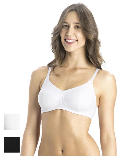 Women's Wirefree Non Padded Super Combed Cotton Elastane Stretch Full Coverage Everyday Bra with Soft Adjustable Straps - (Pack of 2)