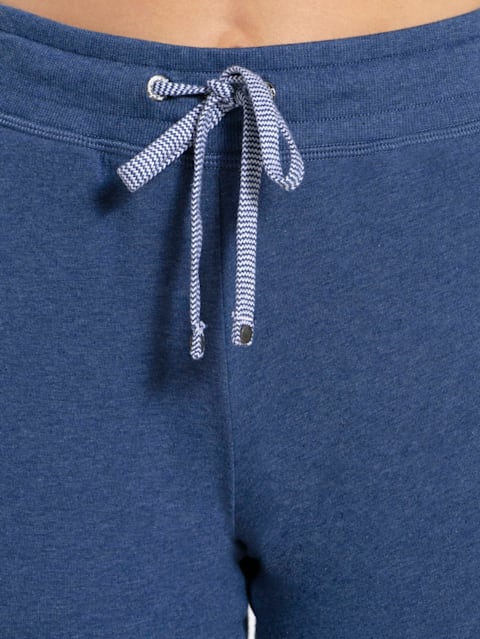 Track Pant for Women with Pocket & Drawstring Closure - Denim Blue Melange