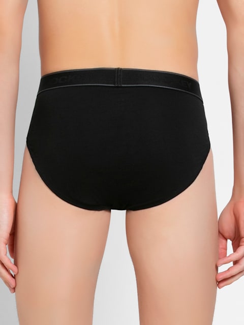 Men's Super Combed Cotton Solid Brief with Stay Fresh Properties - Black & Black Melange(Pack of 2)
