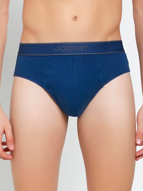 Men's Super Combed Cotton Solid Brief with Stay Fresh Properties - Estate Blue