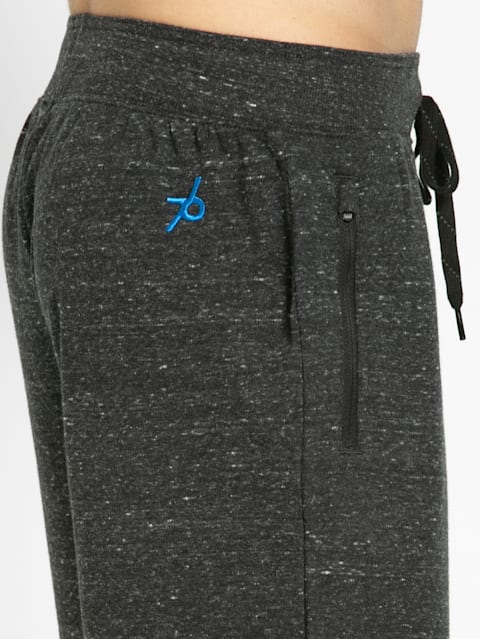 Men's Super Combed Cotton Rich Straight Fit Shorts with Zipper Pockets - Black Snow Melange