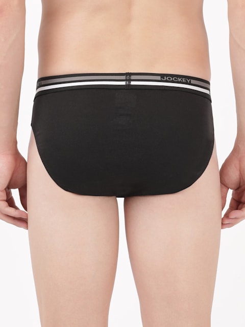 Men's Super Combed Cotton Solid Brief with Ultrasoft Waistband - Black