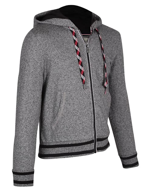 Boy's Super Combed Cotton French Terry Full Sleeve Hoodie Jacket with Front Pockets - Black Grindle