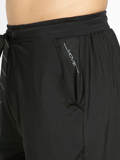 Men's Polyester Stretch Straight Fit Solid Shorts with Pockets and Stay Fresh Treatment - Black