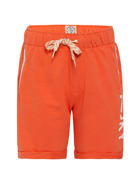 Boy's Super Combed Cotton Rich French Terry Graphic Printed Shorts with Pockets and Turn Up Hem Styling - Ember Glow