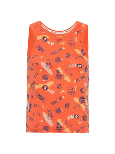 Boy's Super Combed Cotton Printed Tank Top - Ember Glow Printed