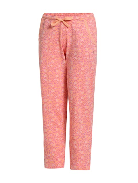 Girl's Super Combed Cotton Printed Pyjama with Lace Trim on Pockets - Coral Reef Printed