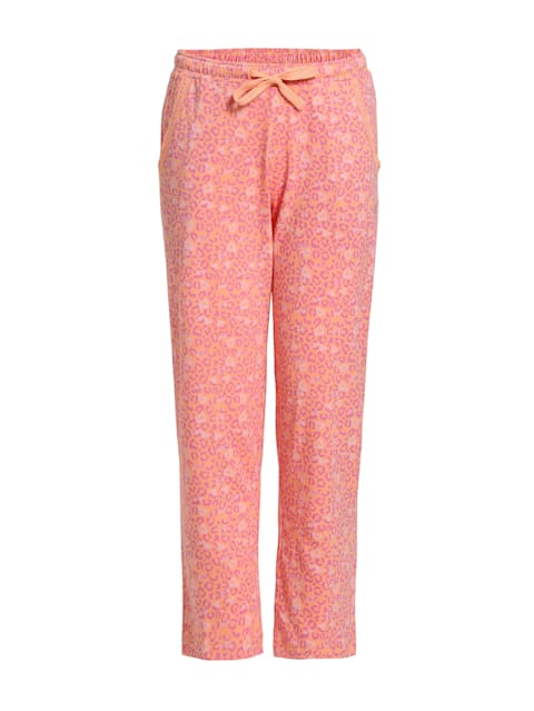 Girl's Super Combed Cotton Printed Pyjama with Lace Trim on Pockets - Coral Reef Printed