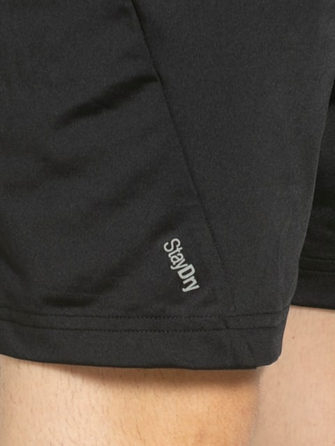 Men's Microfiber Elastane Stretch Straight Fit Solid Shorts with Zipper Pockets and Stay Fresh Treatment - Black